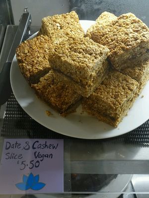 dates and Cashew slice (Vegan)  at Juicy Beetroot Cafe in Fremantle
