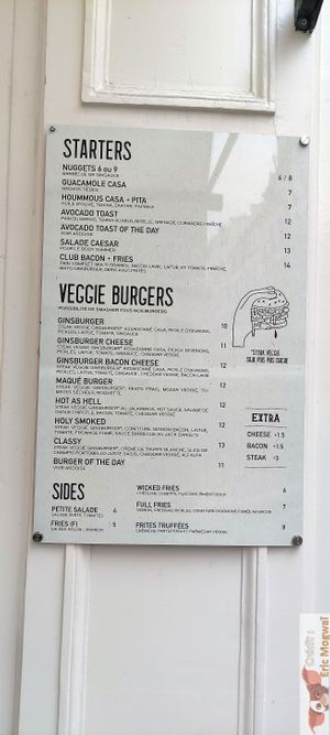 Menu at Ginsburger Vegetarian Superstar in Paris