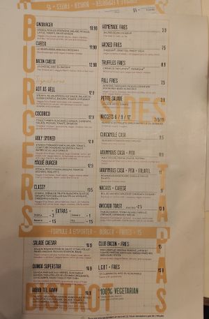 Menu at Ginsburger Vegetarian Superstar in Paris
