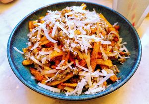 Truffle fries at Ginsburger Vegetarian Superstar in Paris