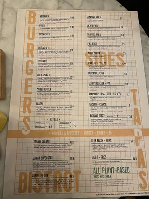 menu  at Ginsburger Vegetarian Superstar in Paris
