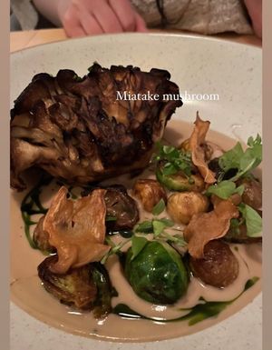sunchokes, celeriac nage, onion jus, ROASTED MAITAKE MUSHROOMS  at Botanist in Vancouver