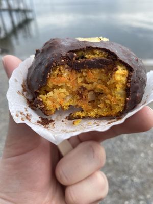 The filling was very moist and heavy. I liked the taste but it didn’t taste like a ‘typical’ carrot cake. More like almond flour mixed with carrots and sugar.   at Pâtisserie de Pierre in Wangen Im Allgaeu
