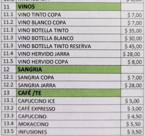 Menu 5 of 6, March 2023 at Inti Garden in Puerto Baquerizo Moreno