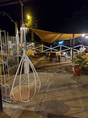 There are two sections to the restaurant, one a bit quieter and one a bit more social at Inti Garden in Puerto Baquerizo Moreno