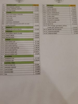 Menu 2 at Inti Garden in Puerto Baquerizo Moreno