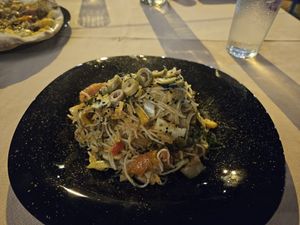 Aromatic pasta at Inti Garden in Puerto Baquerizo Moreno