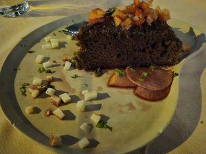 Awesome chocolate cake at Inti Garden in Puerto Baquerizo Moreno