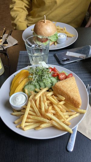 Fried cheese & crispy burger  at Bistro 269 in Vystrkov