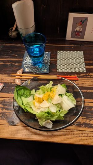 Salda with a soymilk dressing and a zesty fruit at Higoro in Tokyo