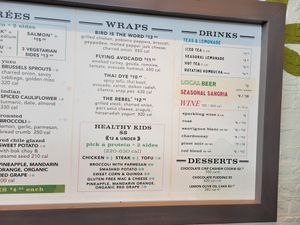 Menu at Arden's Garden in Sandy Springs