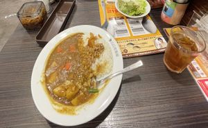 Curry with vegetables (slightly distorted by the camera zoom)   at CoCo Ichibanya - Nagasaki Hama-machi in Nagasaki