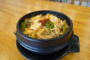 Hot pot soy Bulgogi 
- 12,000 Won at Loving Hut - Peace Point in Daegu