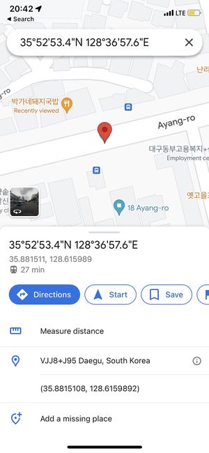 The exact location, a bit different than on happy cow  at Loving Hut - Peace Point in Daegu