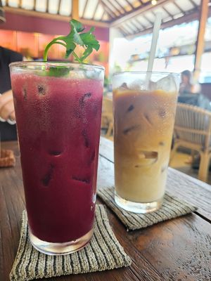 "Roots" and Iced Latte, both good at Roots  in Canggu
