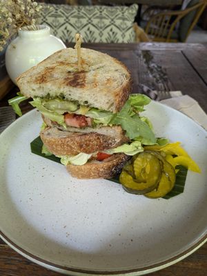 Eggplant Tempura Sandwich at Roots  in Canggu