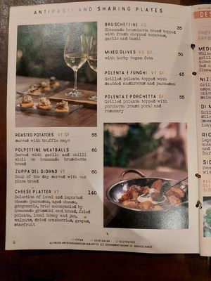 Menu at ARTE in Canggu