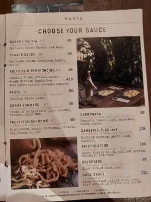 Menu at ARTE in Canggu