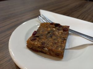 Vegan fruity flapjack at Jubilee Cafe in Selsdon
