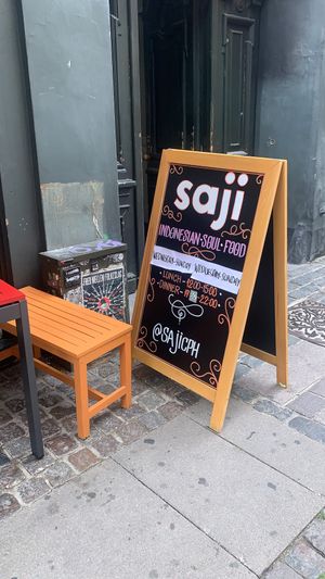 The sign outside  at Saji in Copenhagen