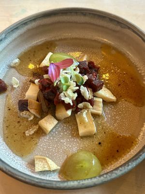 Red beet and mushroom at Umami in Rotterdam