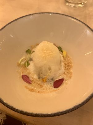 Dessert with yuzu sorbet  at Umami in Rotterdam