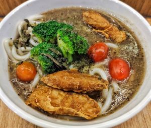 Vegan mushroom udon, that 3 pieces of ngoh hiang were great at Yi Su Pin 一素品 - AMK in Northeast Singapore