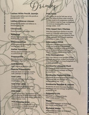 Drinks menu Sept 2024  at Copper Branch in Almere