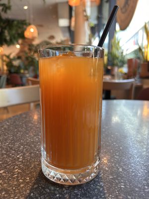 Carrot apple ginger juice from Soof  at Copper Branch in Almere