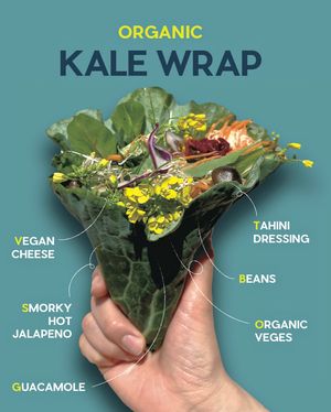 Must try this our new organic kale wrap!!! at Sky High Juice - Daikanyama in Tokyo
