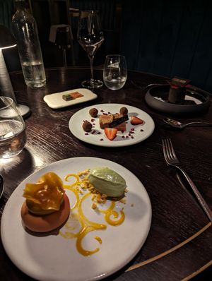 Layers of peach and basil at EightyEight in Ripon