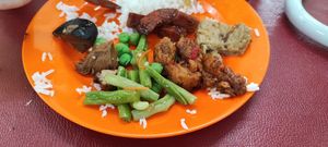 Selection of food from the buffet at Lucky Veggie in Perai