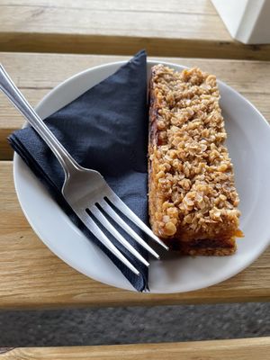 Apricot flapjack  at Brief Encounter Bistro in Carnforth