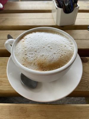 Oat milk cappuccino   at Brief Encounter Bistro in Carnforth