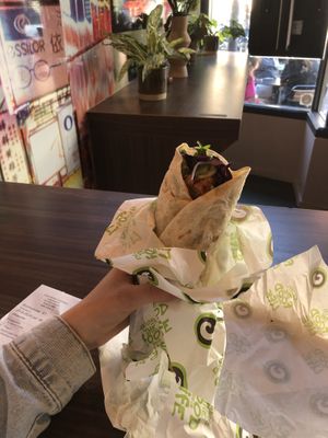 Lanai Tempeh wrap with citrus-soy dressing (€6,50; bigger than it looks)  at Eazie - Osdorp in Amsterdam