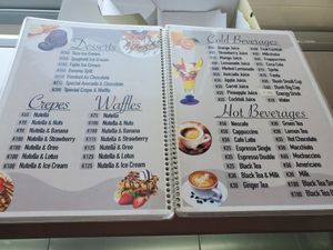 Menu at Cremosa Restaurant in Lusaka