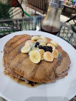 Vegan pancakes at Chakrana Art Gallery & Conscious Cafe in Puerto Vallarta