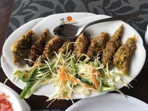 some kind of kefta at Chowpaty Pure Vegetarian Restaurant in Nairobi