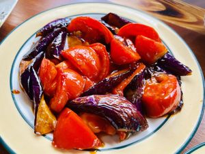Eggplant and tomato   at True Taste Vegetarian Hall - 真味素食堂 in New Taipei City