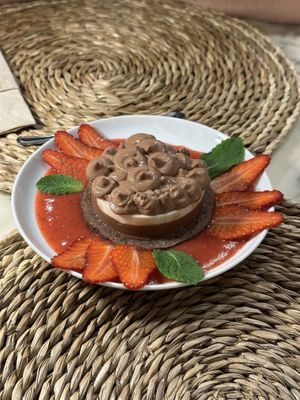 Chocolate strawberry dessert   at PLAT a PLAT in Mallorca
