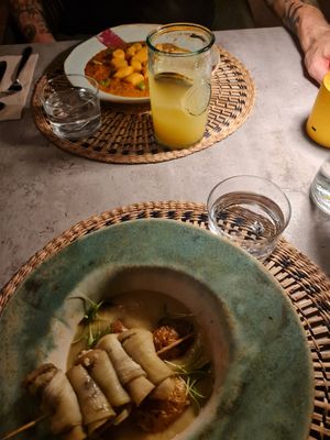 sweet potato gnocchi & Eggplant rolls at PLAT a PLAT in Mallorca