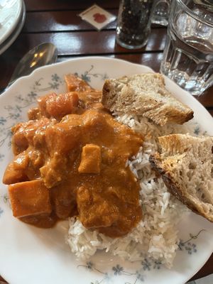Curry (main meal) - staff said it’s spicy but it wasn’t just really tasty and veggies cooked to perfection   at La Bouture in Strasbourg