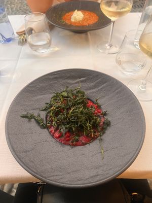 Beetroot risotto   at Officina del Riso Navigli in Milan