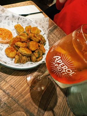 Frickles with vegan burger sauce   at Fat Hippo in Cardiff