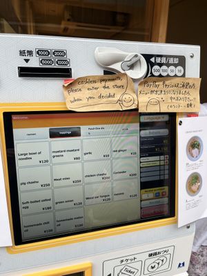 You can make your order outside the restaurant before heading inside. The menu can be in English. The ramen page has an option for vegan ramen specifically.  at Noodle Factory Life in Oita