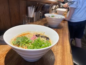 Good vegan ramen! You should get extra noodle if you are not on a diet. Also their garlic oil is👌  at Noodle Factory Life in Oita