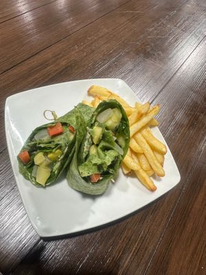 Grandmas Vegi Wrap with Grandmas Sauce at Grandma's Ice Cream & Waffles in Rockville