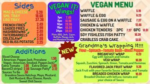 Current Menu as of 4-15-24 at Grandma's Ice Cream & Waffles in Rockville