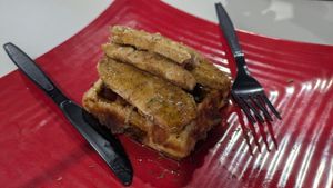 Vegan chicken and waffles at Grandma's Ice Cream & Waffles in Rockville