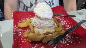 Vegan apple caramel delight waffle at Grandma's Ice Cream & Waffles in Rockville